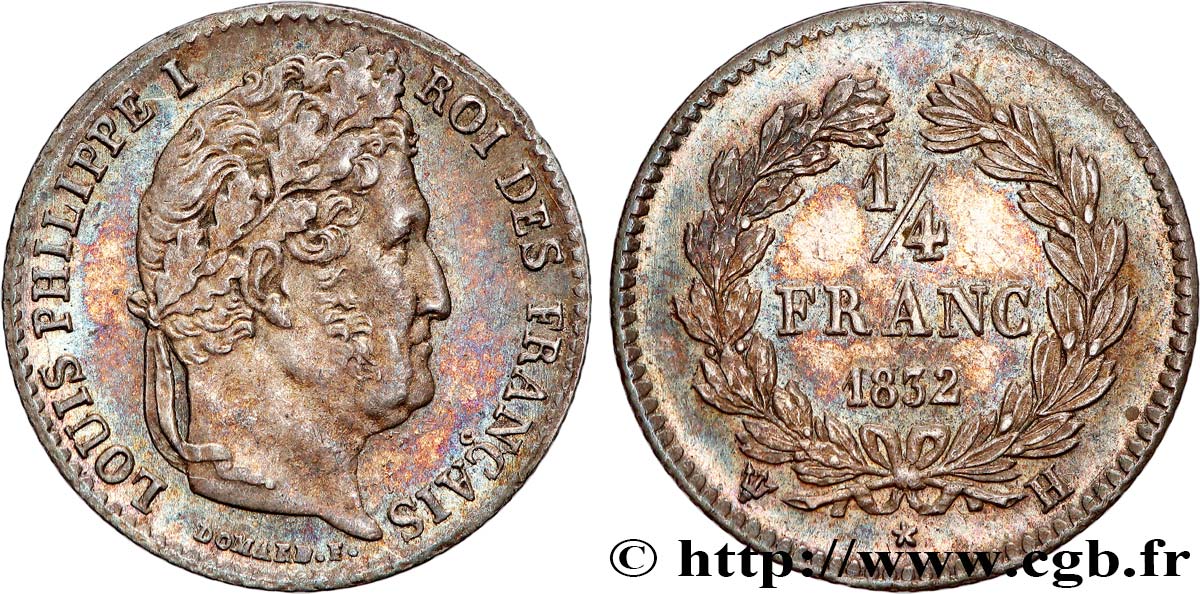 1/4 franc Louis-Philippe 1832 La Rochelle F.166/19 AU55 