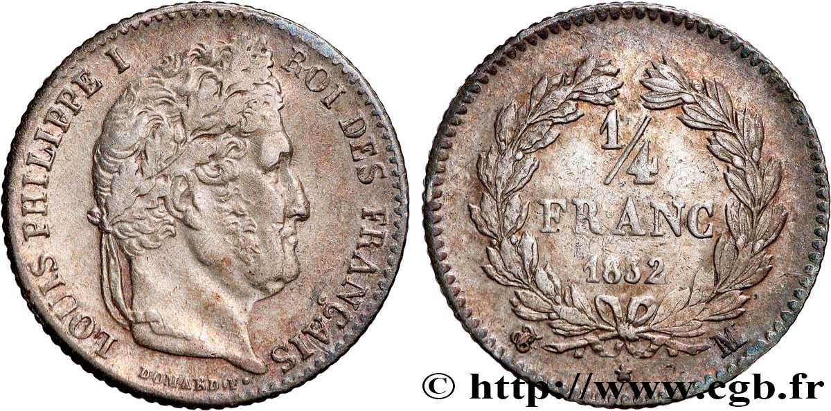 1/4 franc Louis-Philippe 1832 Toulouse F.166/24 XF 