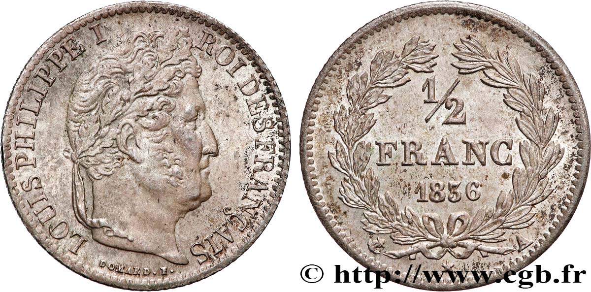 1/2 franc Louis-Philippe 1836 Paris F.182/62 MS60 