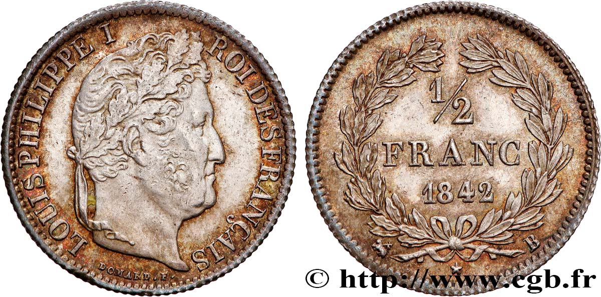 1/2 franc Louis-Philippe 1842 Rouen F.182/95 AU58 