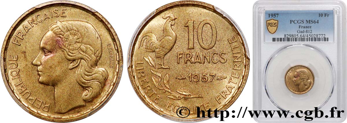 10 francs Guiraud 1957  F.363/13 fST64 PCGS