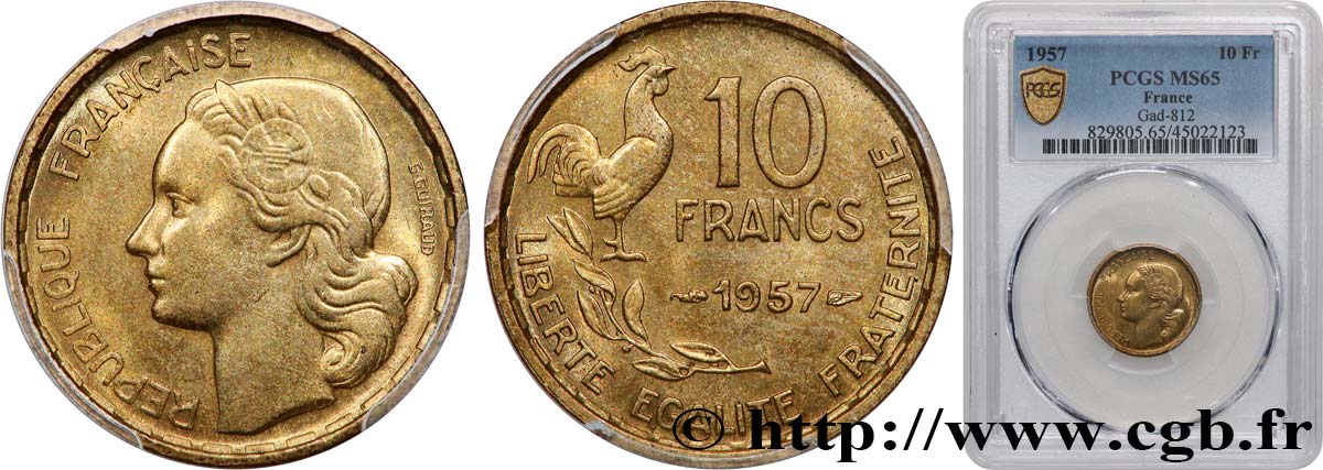 10 francs Guiraud 1957  F.363/13 FDC65 PCGS