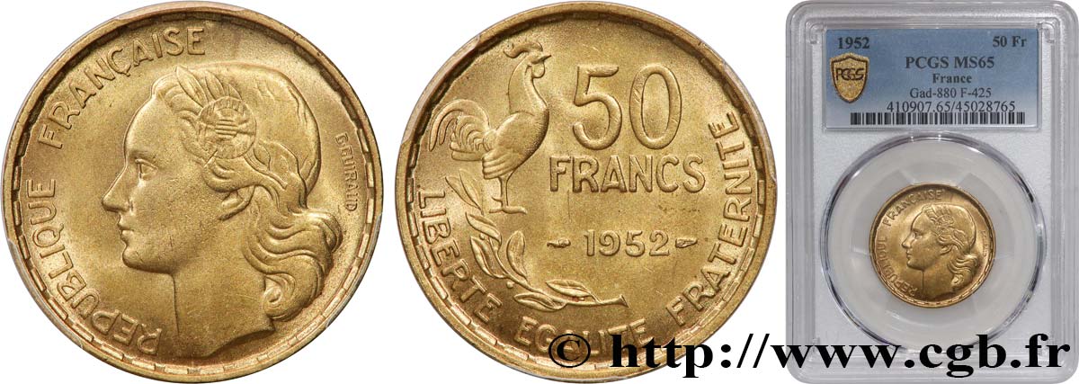 50 francs Guiraud 1952  F.425/8 MS65 PCGS