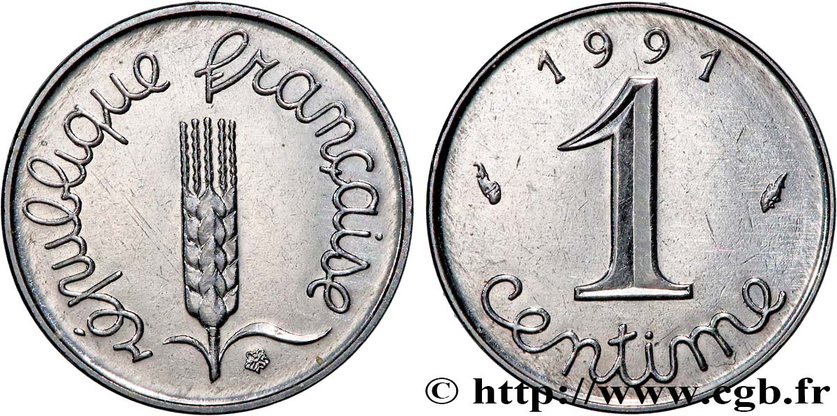 1 centime Épi, frappe monnaie 1991 Pessac F.106/48 q.SPL 
