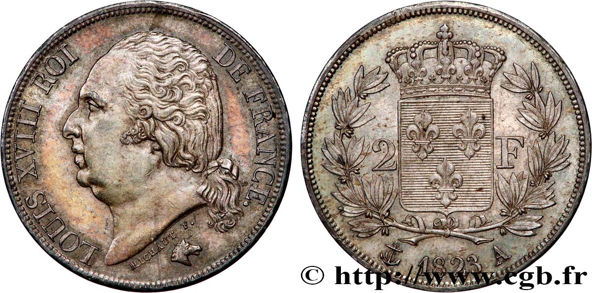 2 francs Louis XVIII 1823 Paris F.257/42 MS63 