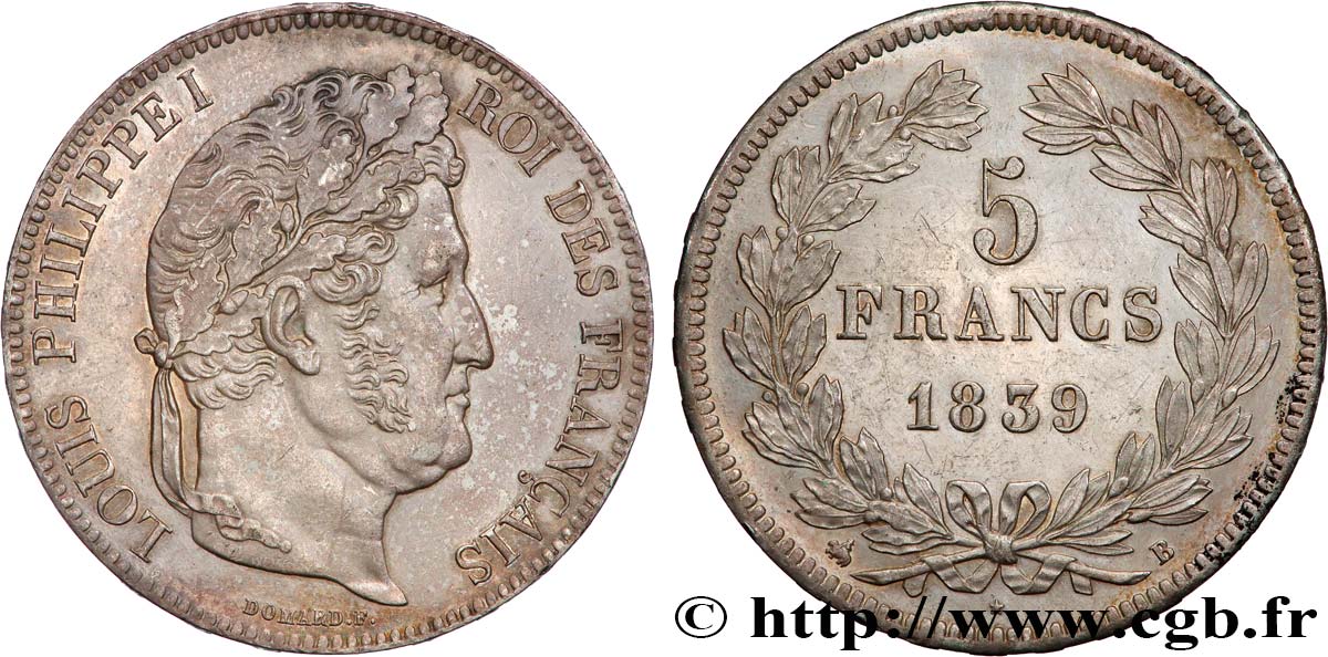 5 francs IIe type Domard 1839 Rouen F.324/76 EBC 