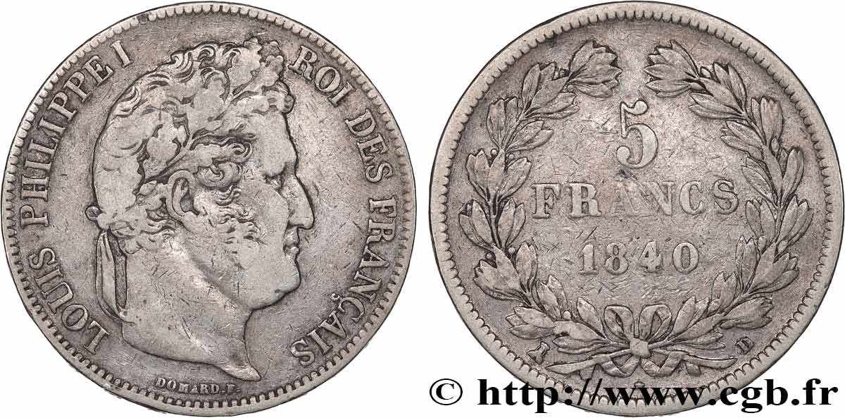 5 francs IIe type Domard 1840 Lyon F.324/86 TB15 