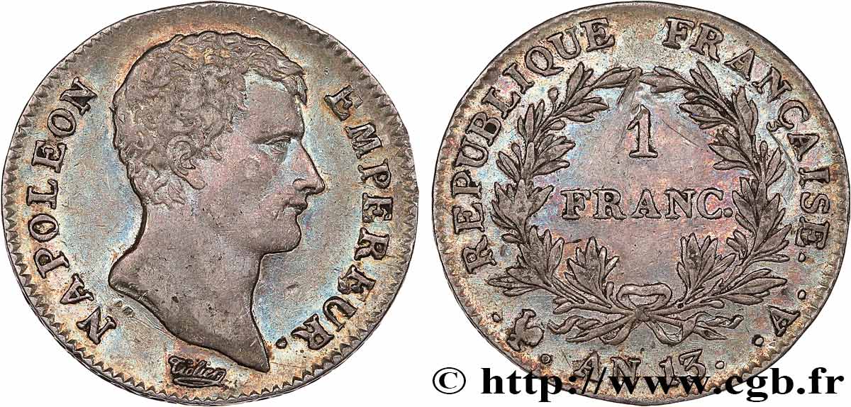 1 franc Napoléon Empereur, Calendrier révolutionnaire 1805 Paris F.201/14 BB 