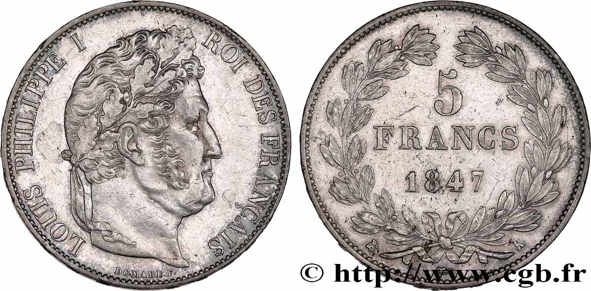 5 francs IIIe type Domard 1847 Bordeaux F.325/16 fVZ 