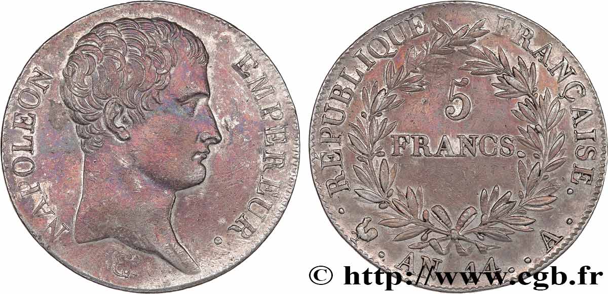 5 francs Napoléon Empereur, Calendrier révolutionnaire 1805 Paris F.303/19 TTB+ 