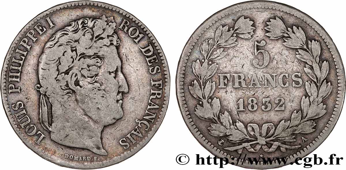 5 francs IIe type Domard 1832 Paris F.324/1 TB20 