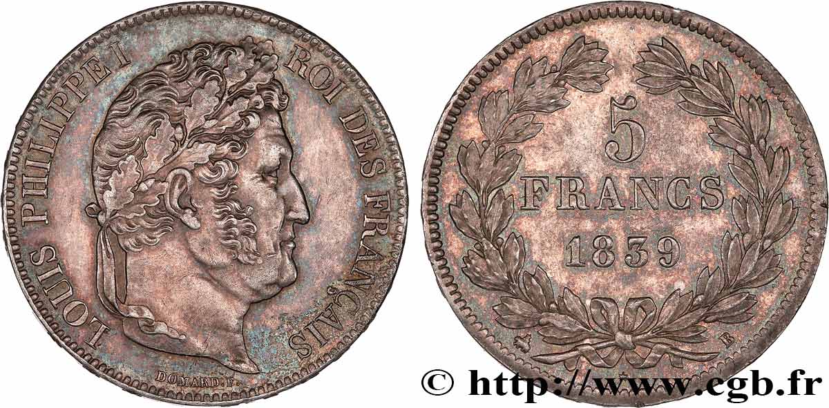 5 francs IIe type Domard 1839 Rouen F.324/76 EBC58 