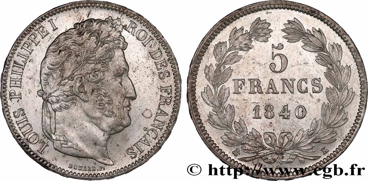 5 francs IIe type Domard 1840 Bordeaux F.324/87 SUP 