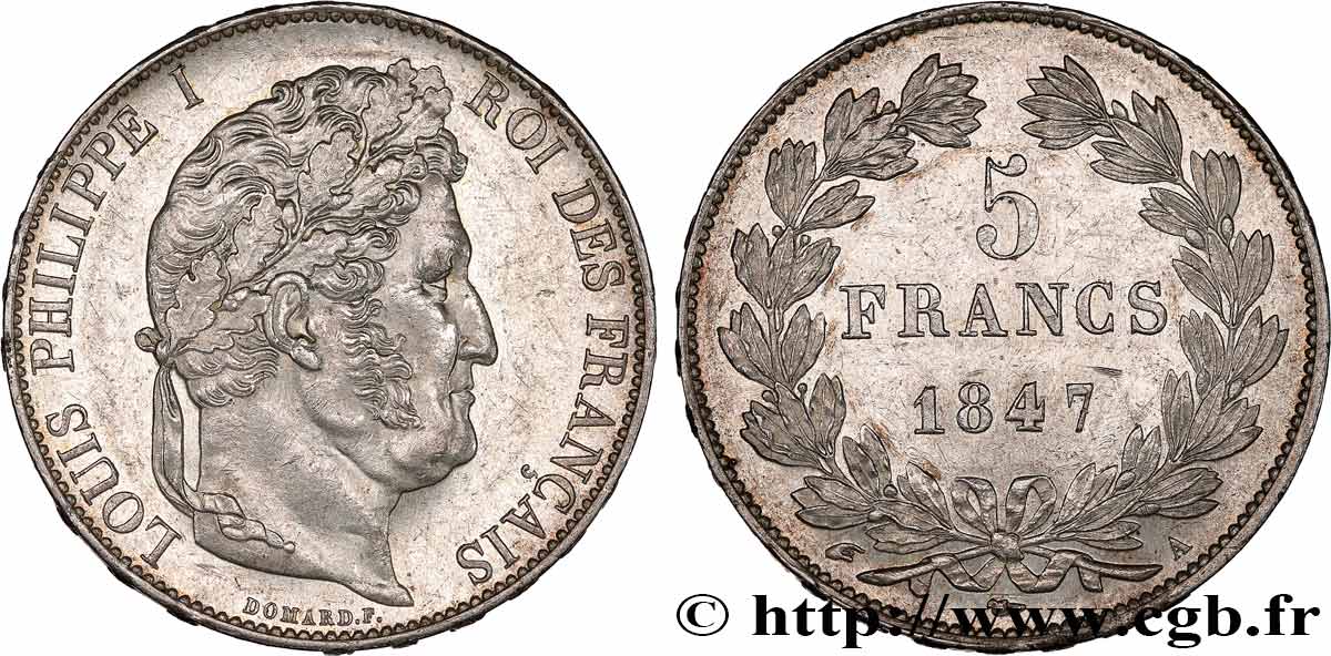 5 francs IIIe type Domard 1847 Paris F.325/14 AU 