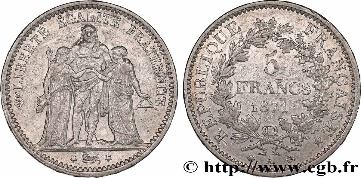 5 francs Hercule 1871 Paris F.334/2 VF 