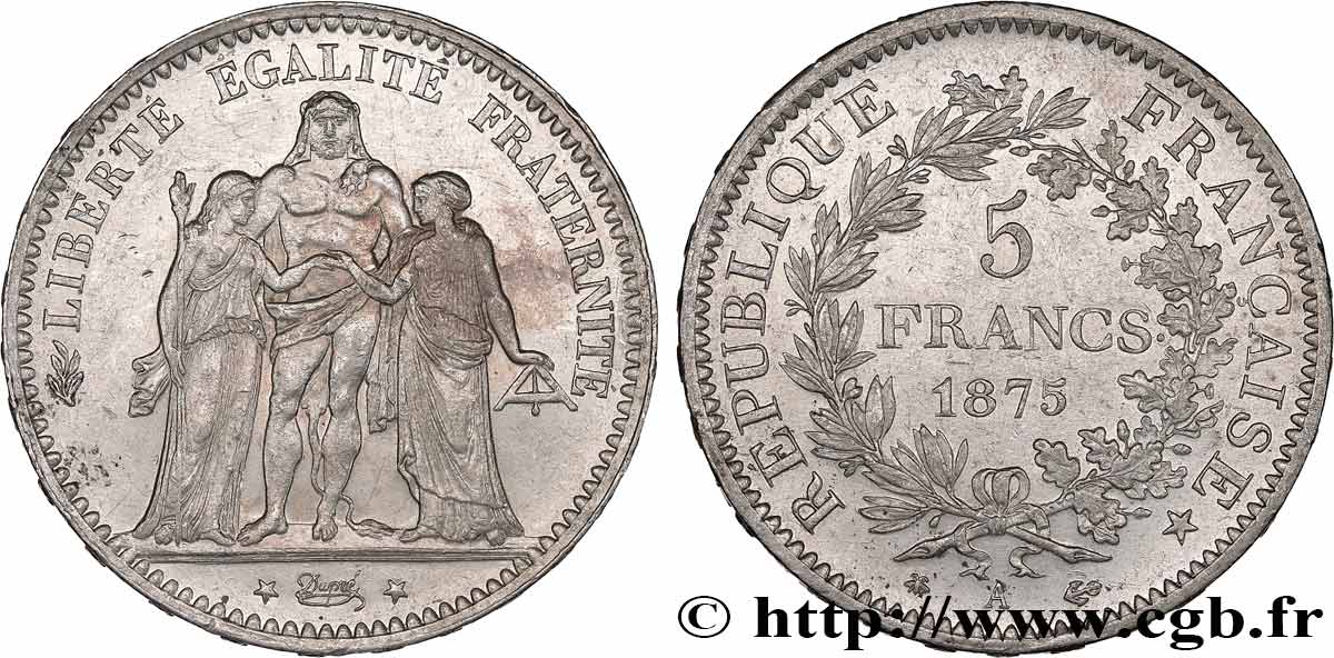 5 francs Hercule 1875 Paris F.334/14 TTB+ 