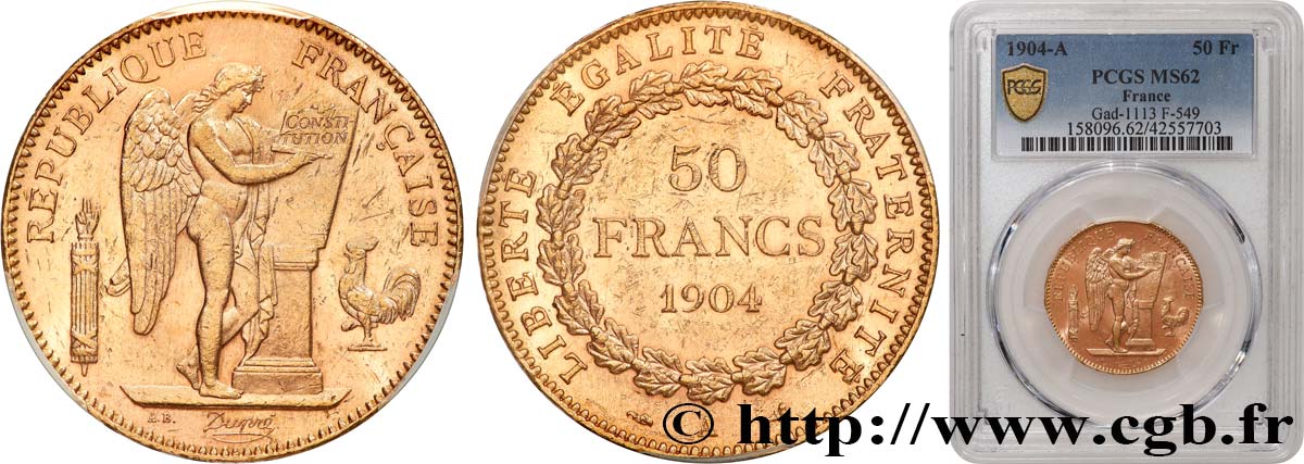 50 francs or Génie 1904 Paris F.549/6 SUP62 PCGS