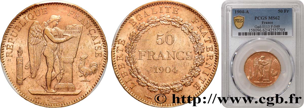50 francs or Génie 1904 Paris F.549/6 SUP62 PCGS