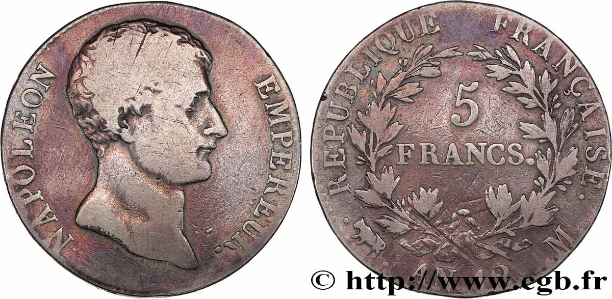 5 francs Napoléon Empereur, type intermédiaire 1804 Toulouse F.302/8 fS 
