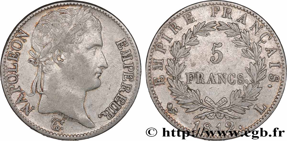 5 francs Napoléon Empereur, Empire français 1812 Bayonne F.307/48 MBC 