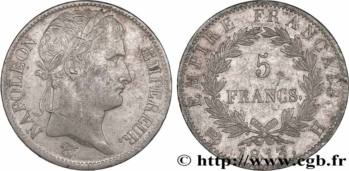 5 francs Napoléon Empereur, Empire français 1813 La Rochelle F.307/63 TTB 