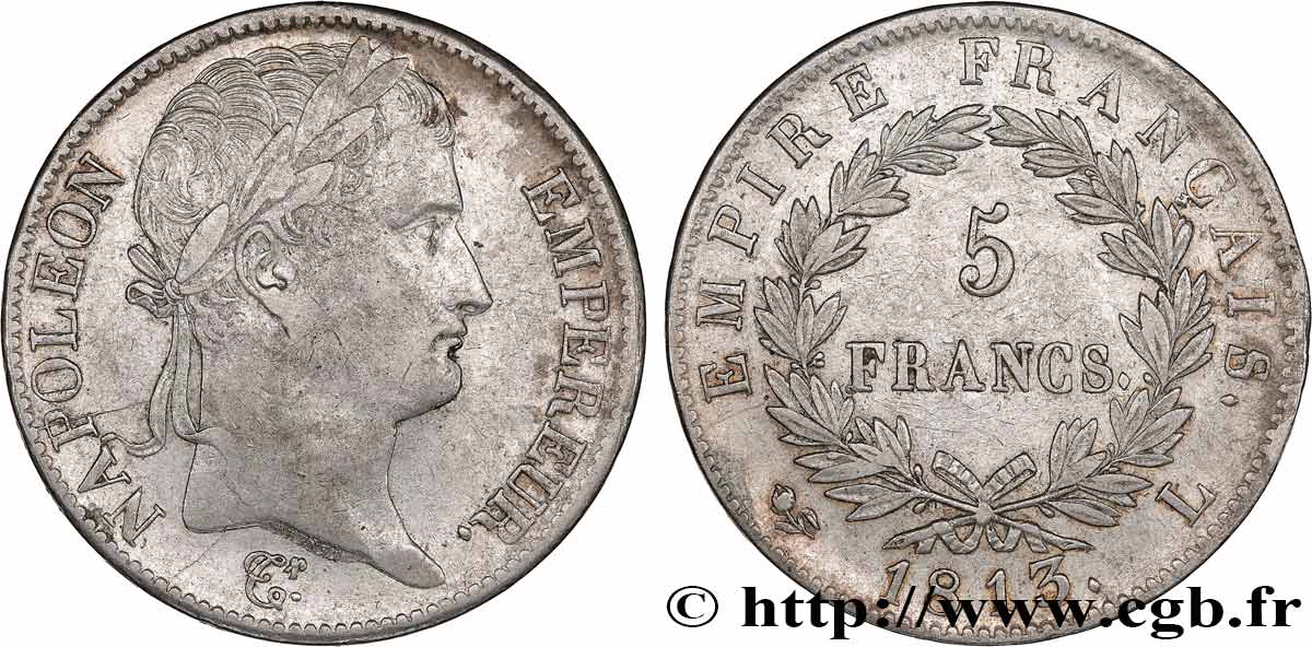 5 francs Napoléon Empereur, Empire français 1813 Bayonne F.307/67 TTB 