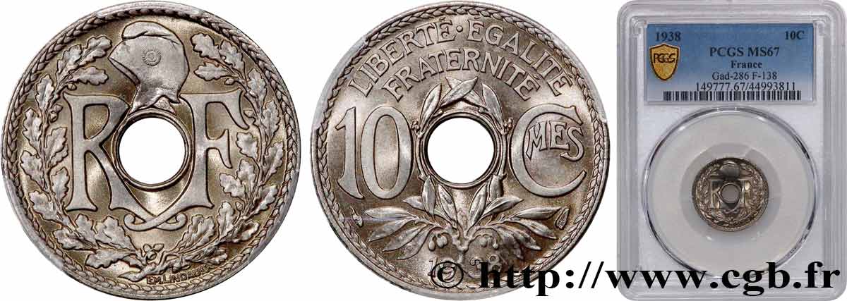 10 centimes Lindauer 1938  F.138/25 MS67 PCGS