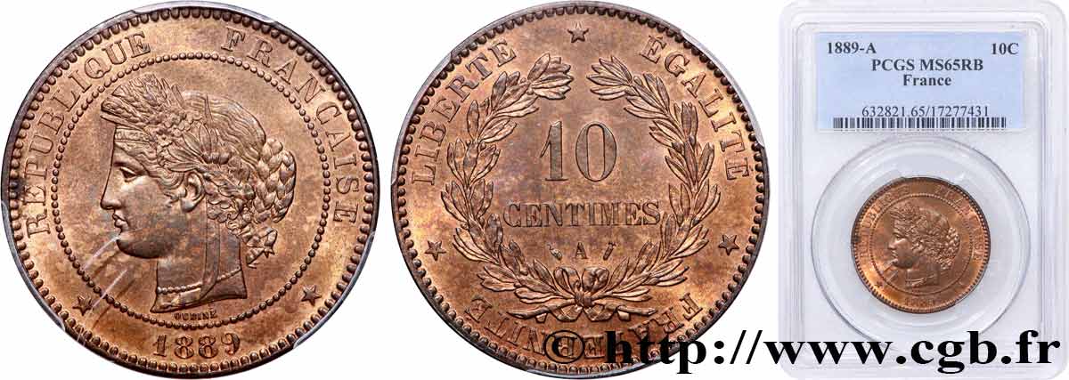 10 centimes Cérès 1889 Paris F.135/34 ST65 PCGS