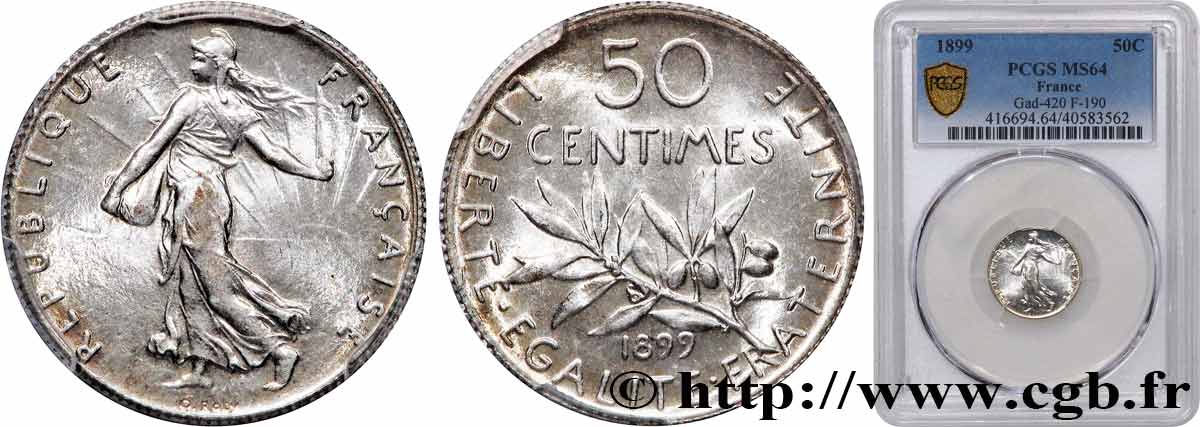 50 centimes Semeuse 1899  F.190/5 SPL64 PCGS