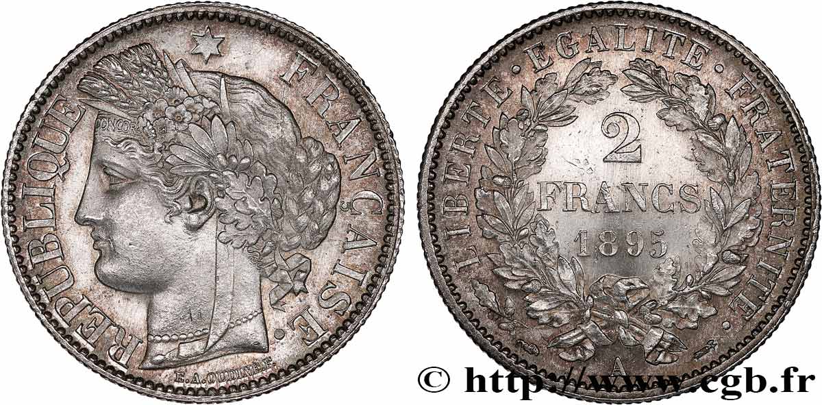 2 francs Cérès, avec légende 1895 Paris F.265/17 fST64 
