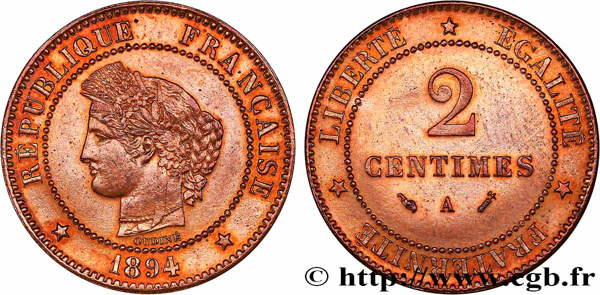 2 centimes Cérès 1894 Paris F.109/20 VZ+ 