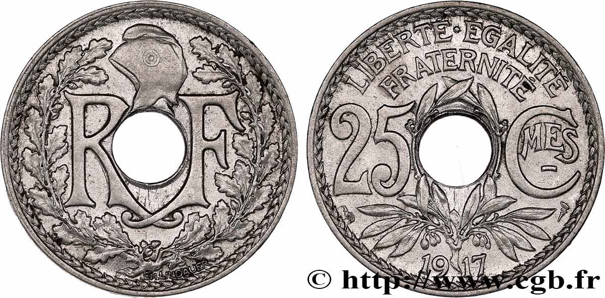 25 centimes Lindauer, Cmes souligné 1917  F.170/5 SUP 