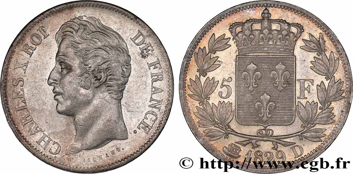 5 francs Charles X, 2e type 1829 Lyon F.311/30 MBC/EBC 