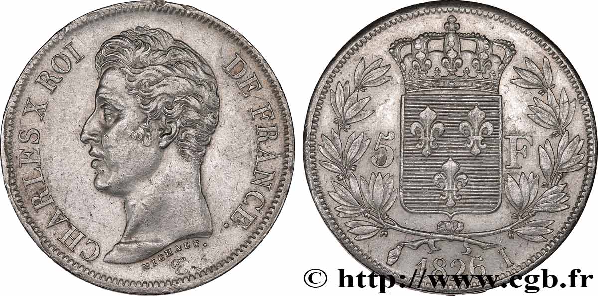 5 francs Charles X, 1er type 1826 Limoges F.310/20 MBC53 
