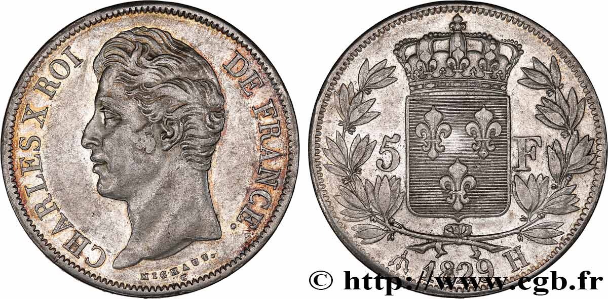 5 francs Charles X, 2e type 1829 La Rochelle F.311/31 XF 
