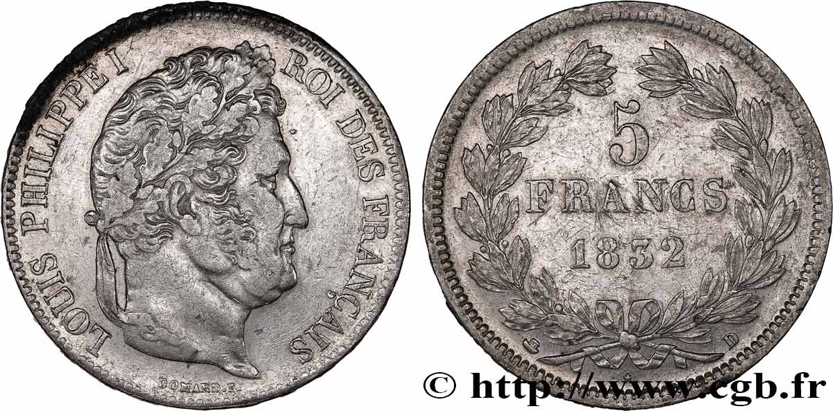 5 francs IIe type Domard 1832 Lyon F.324/4 TTB 