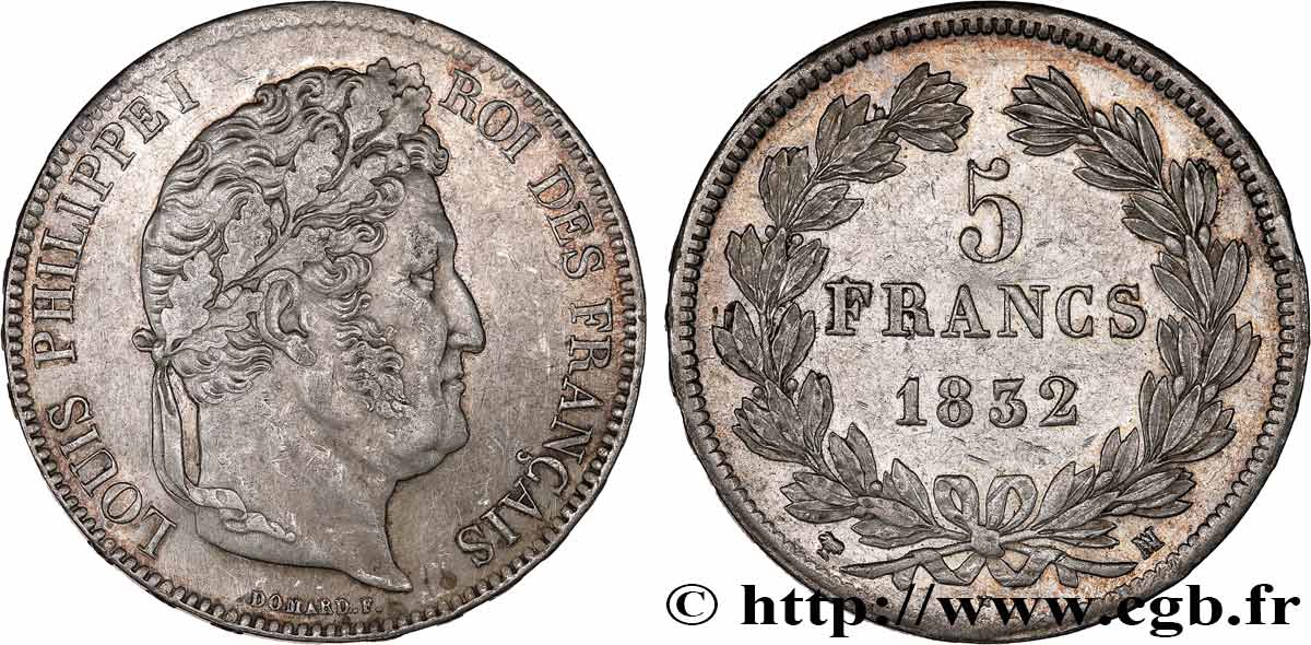 5 francs IIe type Domard 1832 Marseille F.324/10 fVZ 