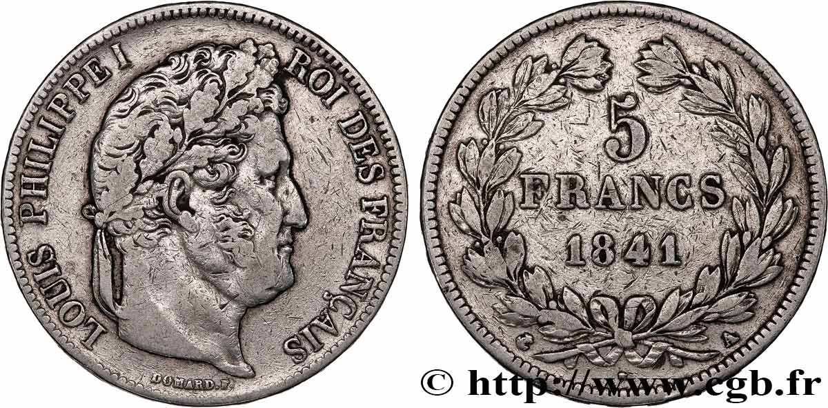 5 francs IIe type Domard 1841 Paris F.324/90 TB 
