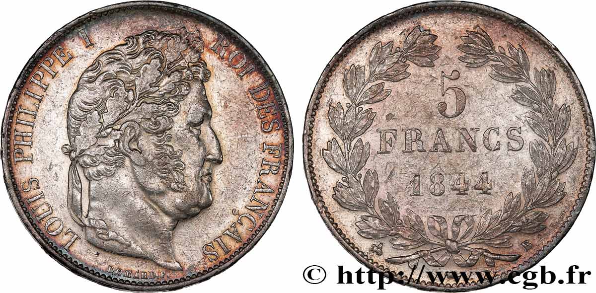 5 francs IIIe type Domard 1844 Rouen F.325/2 TTB 
