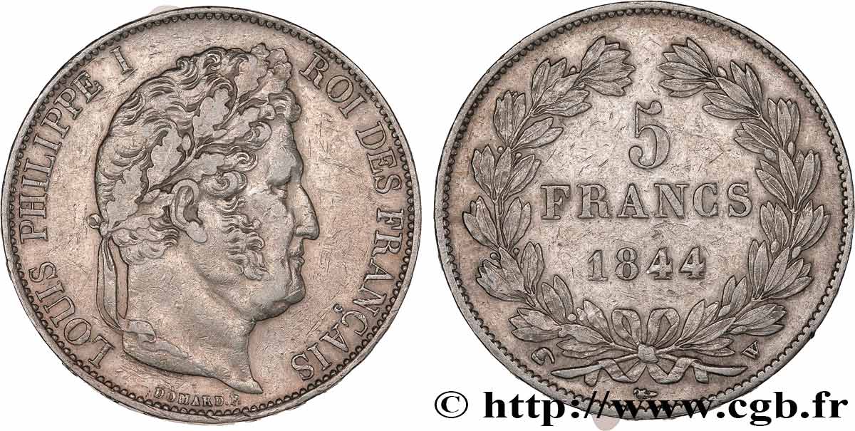 5 francs IIIe type Domard 1844 Lille F.325/5 TTB 