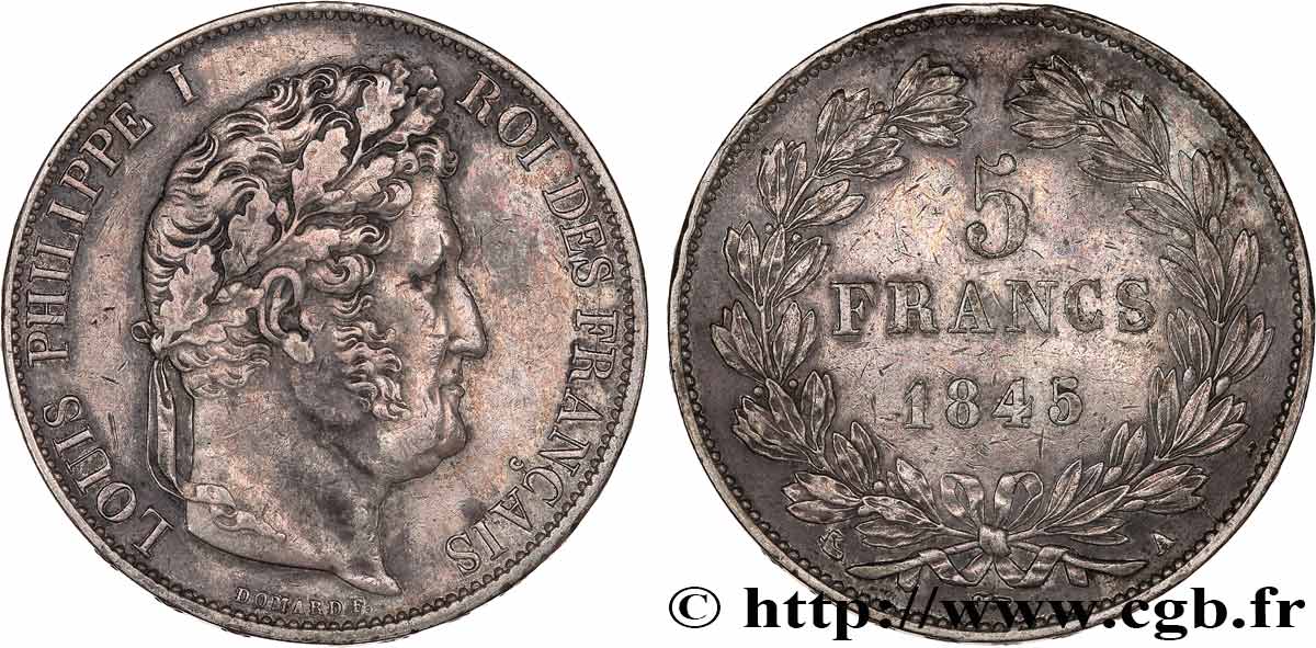 5 francs IIIe type Domard 1845 Paris F.325/6 XF 
