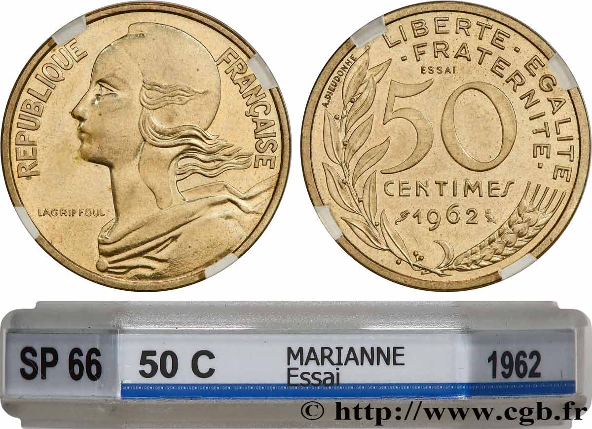 Essai de 50 centimes Marianne 1962 Paris F.197/1 MS66 GENI