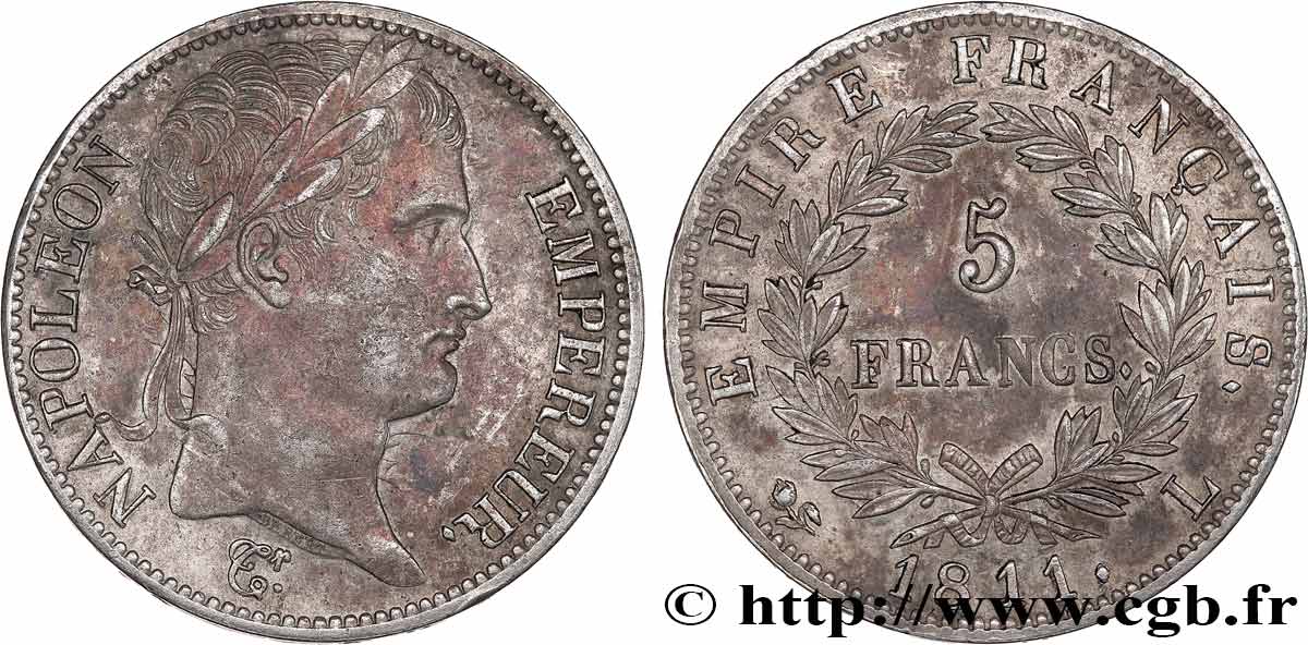 5 francs Napoléon Empereur, Empire français 1811 Bayonne F.307/34 TTB53 