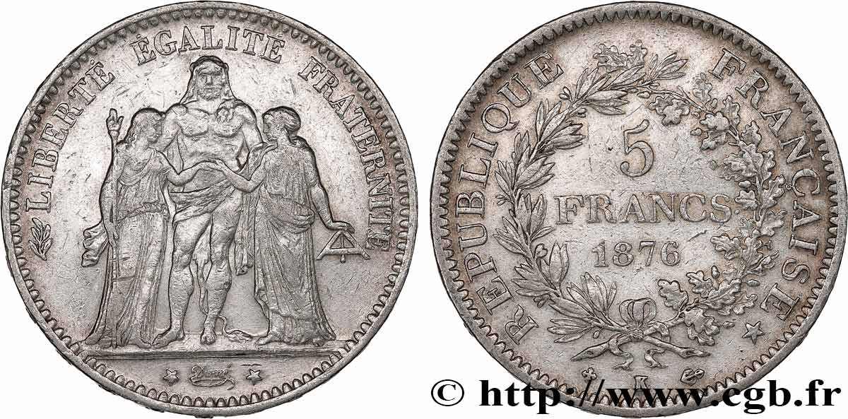 5 francs Hercule 1876 Bordeaux F.334/18 VF 