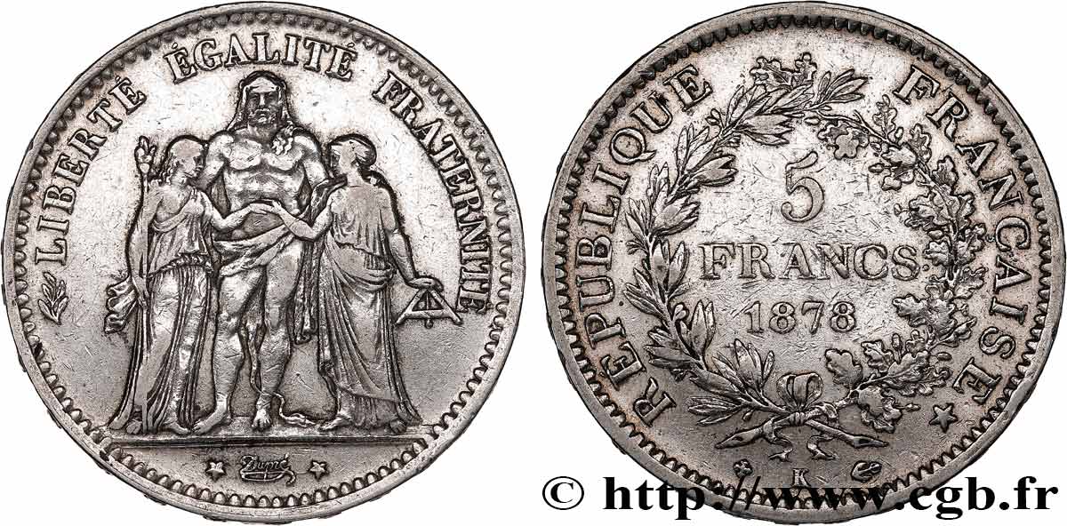 5 francs Hercule 1878 Bordeaux F.334/23 TB+ 
