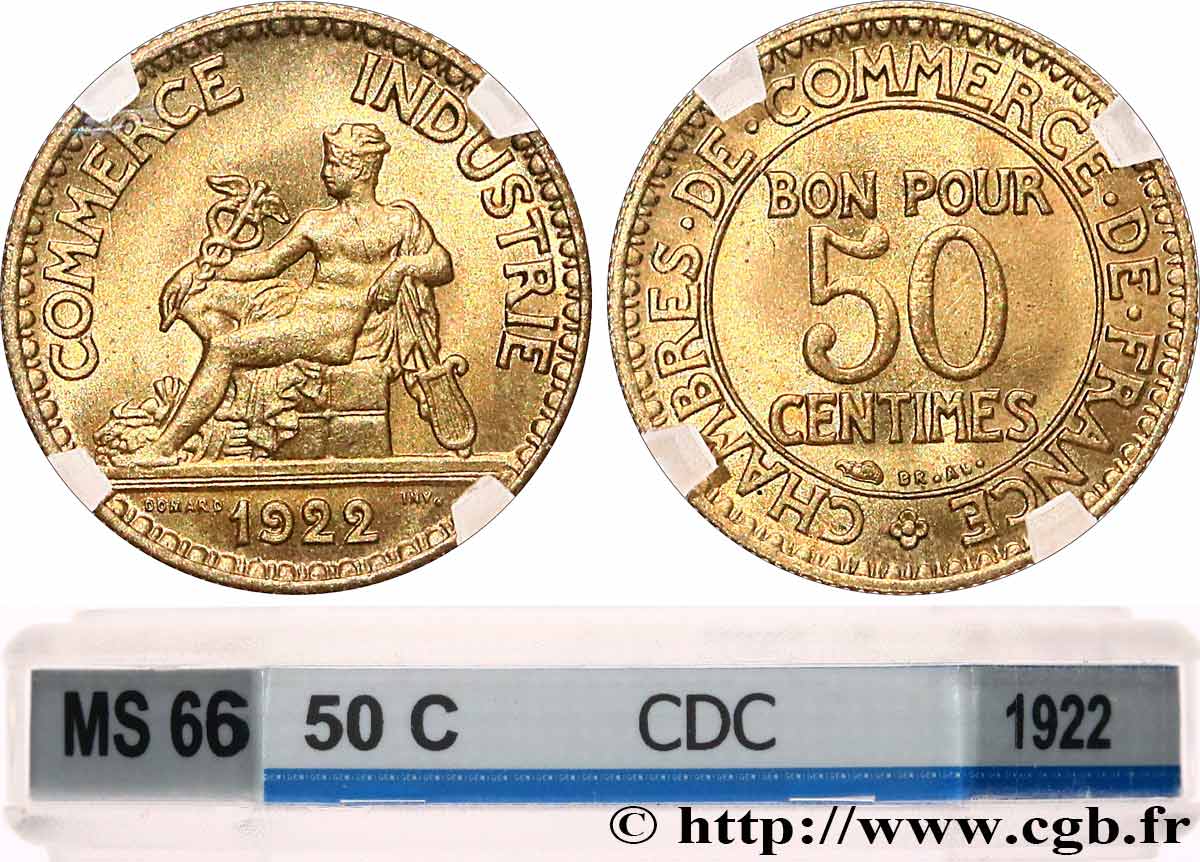 50 centimes Chambres de Commerce 1922 Paris F.191/4 FDC66 GENI