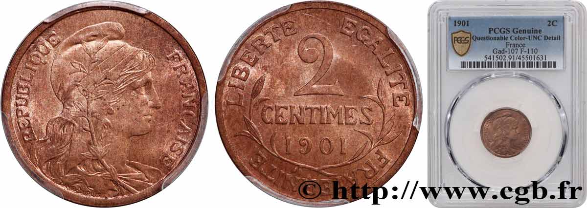 2 centimes Daniel-Dupuis 1901 Paris F.110/6 SUP+ PCGS