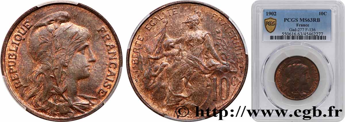 10 centimes Daniel-Dupuis 1902  F.136/11 fST63 PCGS