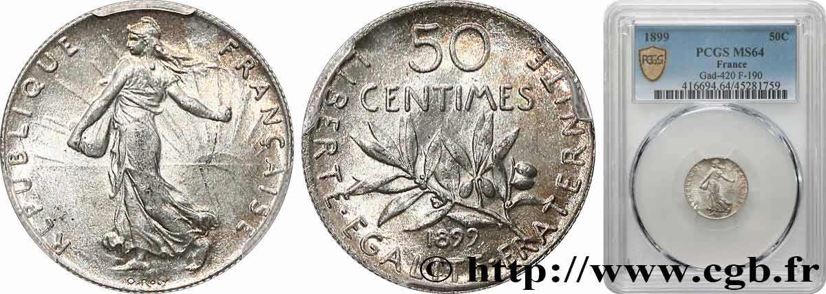 50 centimes Semeuse 1899  F.190/5 fST64 PCGS