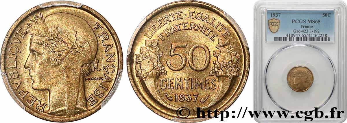 50 centimes Morlon 1937  F.192/13 FDC65 PCGS